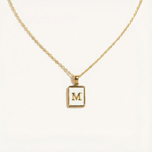 Pearl Frame Initial Necklace