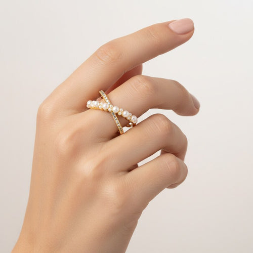 Pearl Cross Ring
